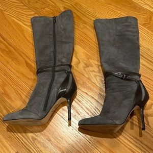 White House, Black market, gray tall, suede boot